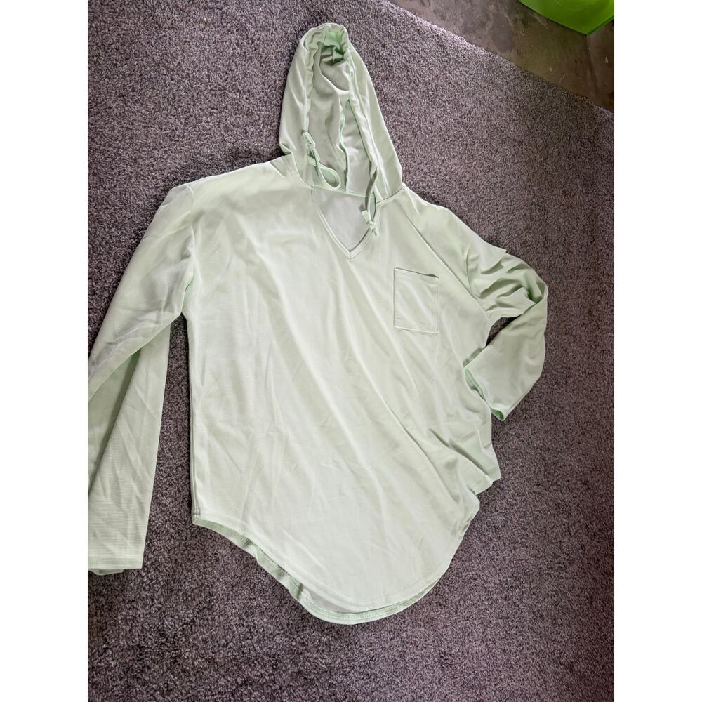 Womens 2x light mint green lightweight hoodie shirt